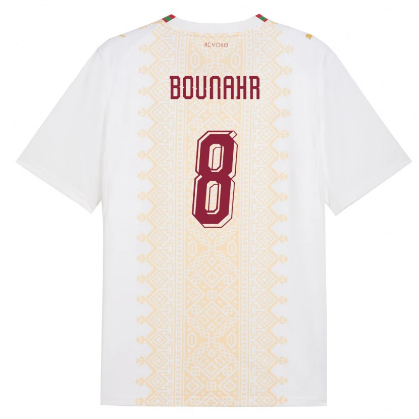 Danxen Niño Camiseta Marruecos Ilyass Bounahr #8 Blanco Oro Rojo 2ª Equipación 26-28 La Camisa