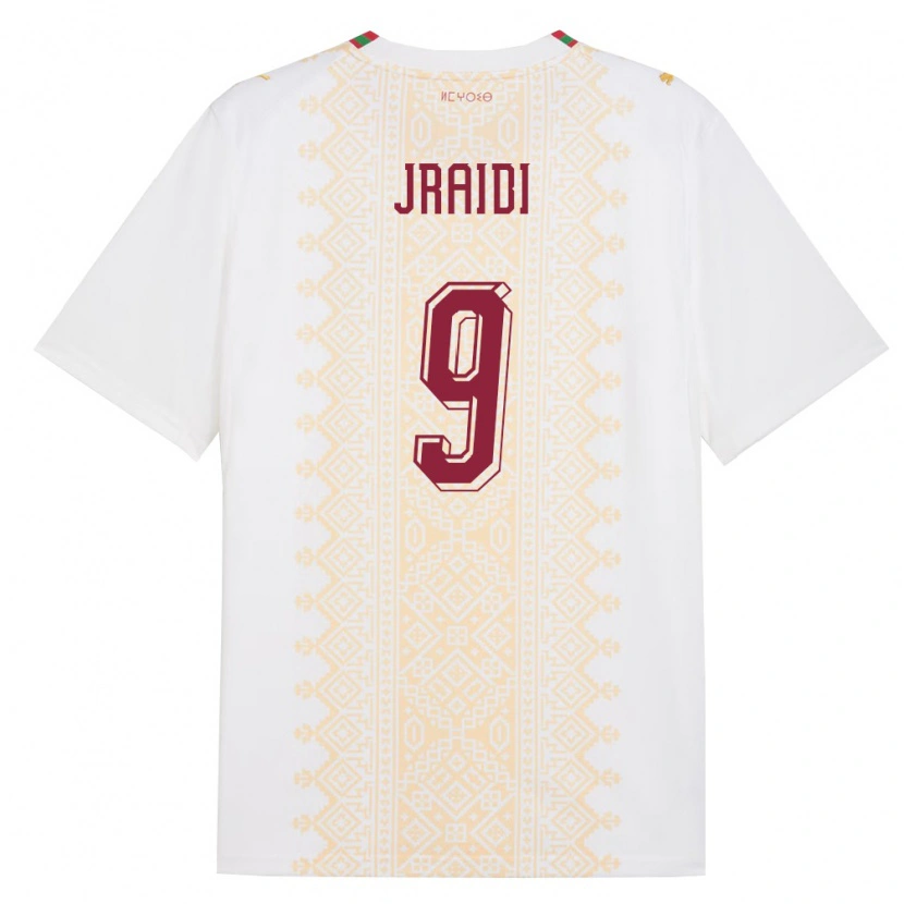 Danxen Niño Camiseta Marruecos Ibtissam Jraidi #9 Blanco Oro Rojo 2ª Equipación 26-28 La Camisa