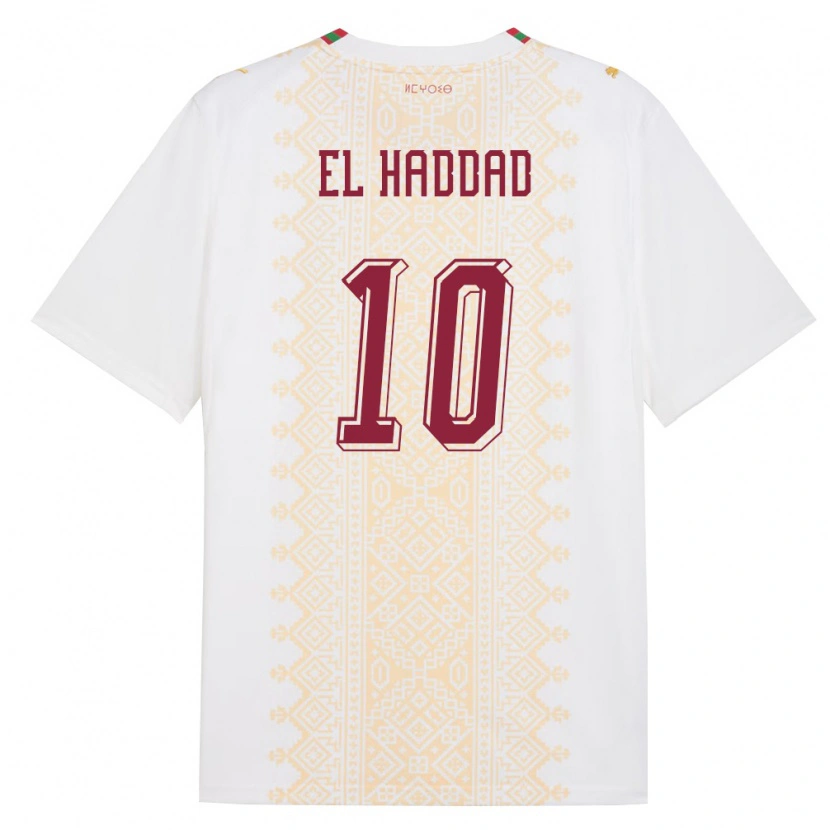 Danxen Niño Camiseta Marruecos Saad El Haddad #10 Blanco Oro Rojo 2ª Equipación 26-28 La Camisa
