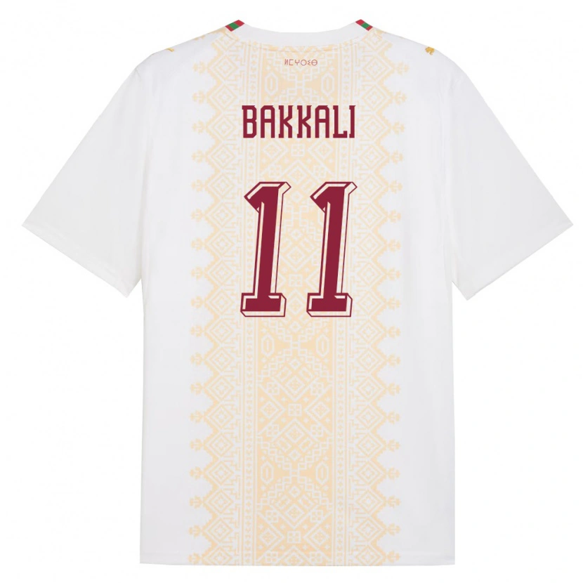 Danxen Niño Camiseta Marruecos Mohamade Bakkali #11 Blanco Oro Rojo 2ª Equipación 26-28 La Camisa