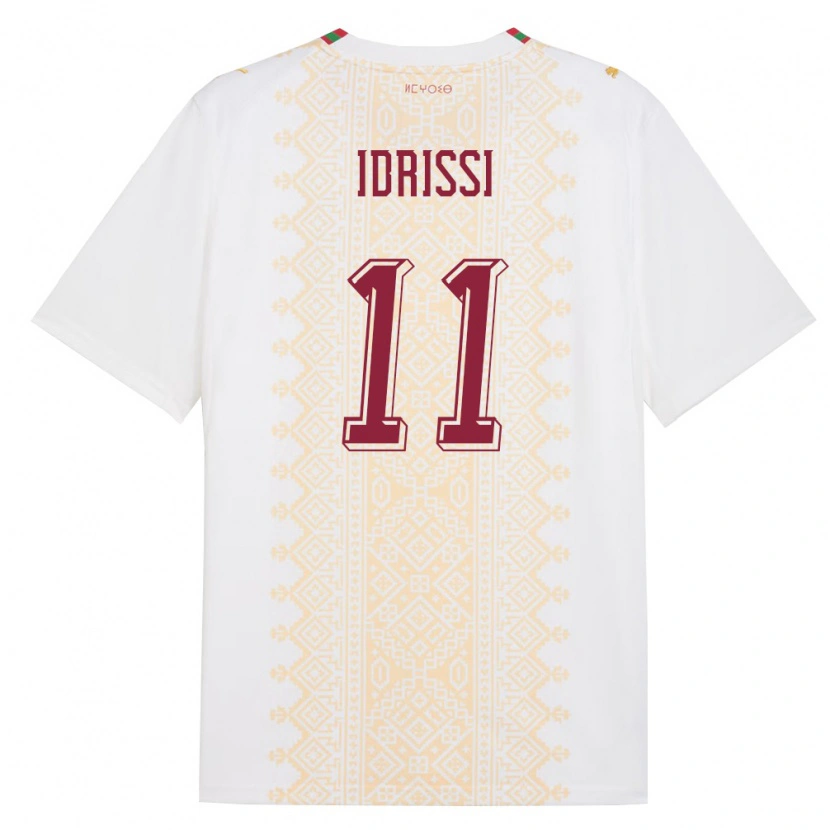 Danxen Niño Camiseta Marruecos Yahya Idrissi #11 Blanco Oro Rojo 2ª Equipación 26-28 La Camisa