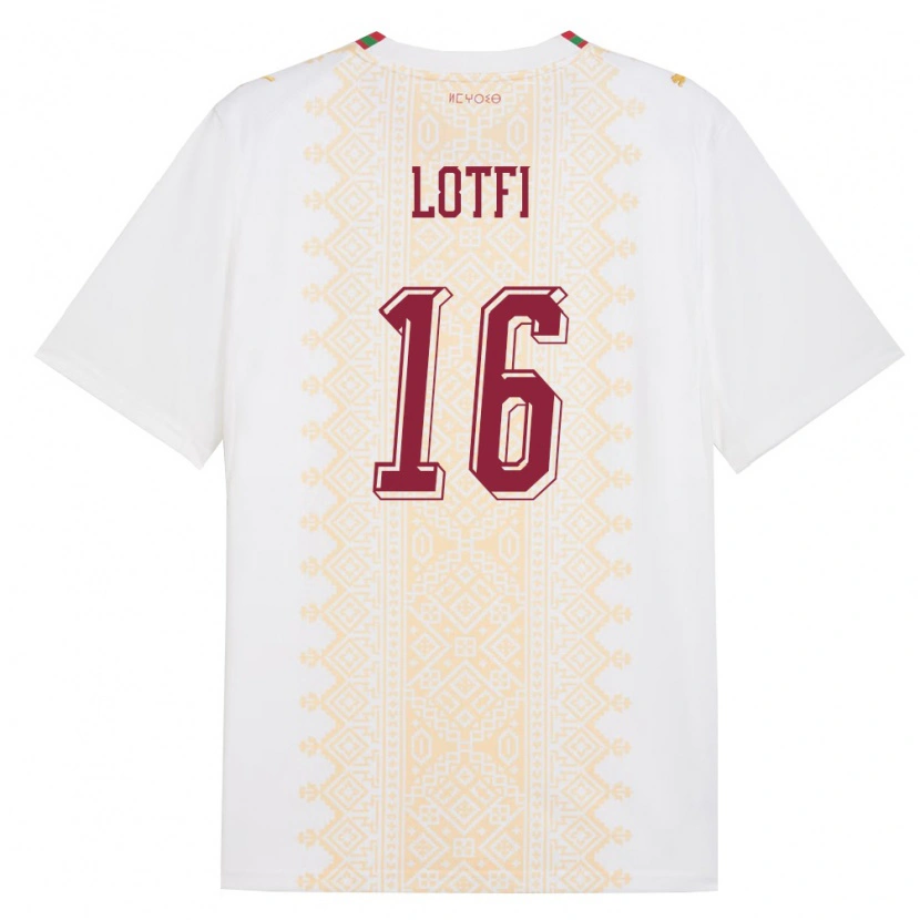 Danxen Niño Camiseta Marruecos Saad Lotfi #16 Blanco Oro Rojo 2ª Equipación 26-28 La Camisa