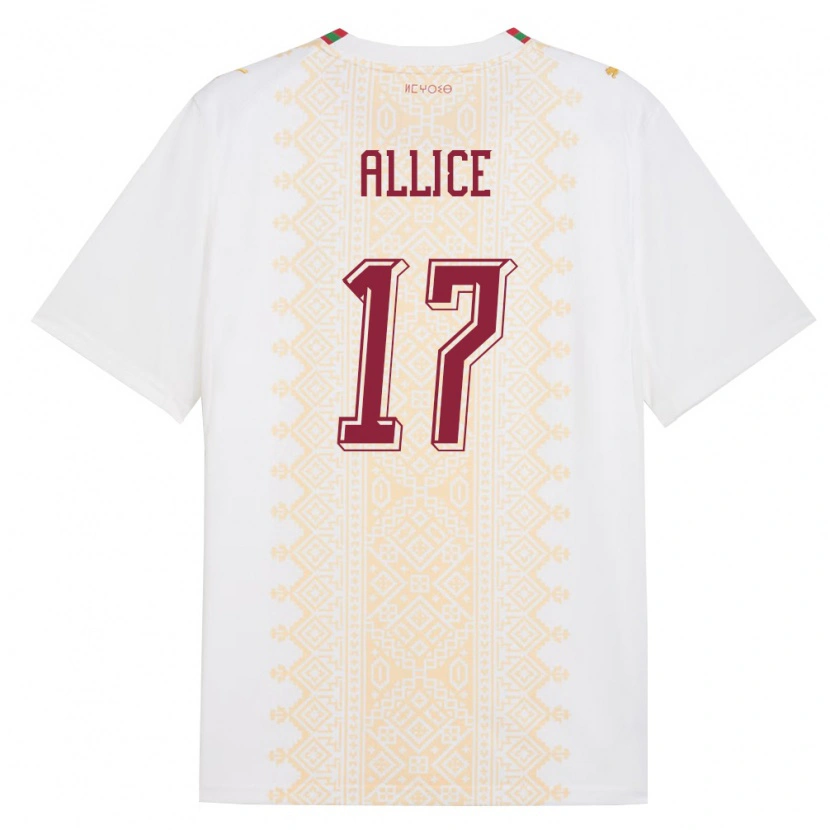 Danxen Niño Camiseta Marruecos Eva Allice #17 Blanco Oro Rojo 2ª Equipación 26-28 La Camisa