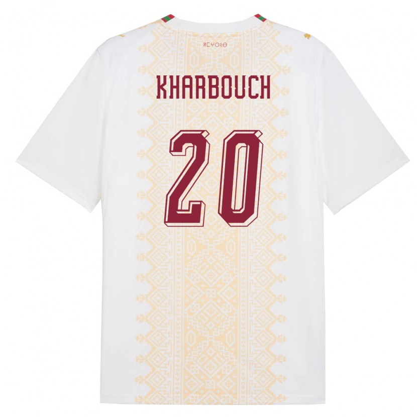 Danxen Niño Camiseta Marruecos Yahya Kharbouch #20 Blanco Oro Rojo 2ª Equipación 26-28 La Camisa