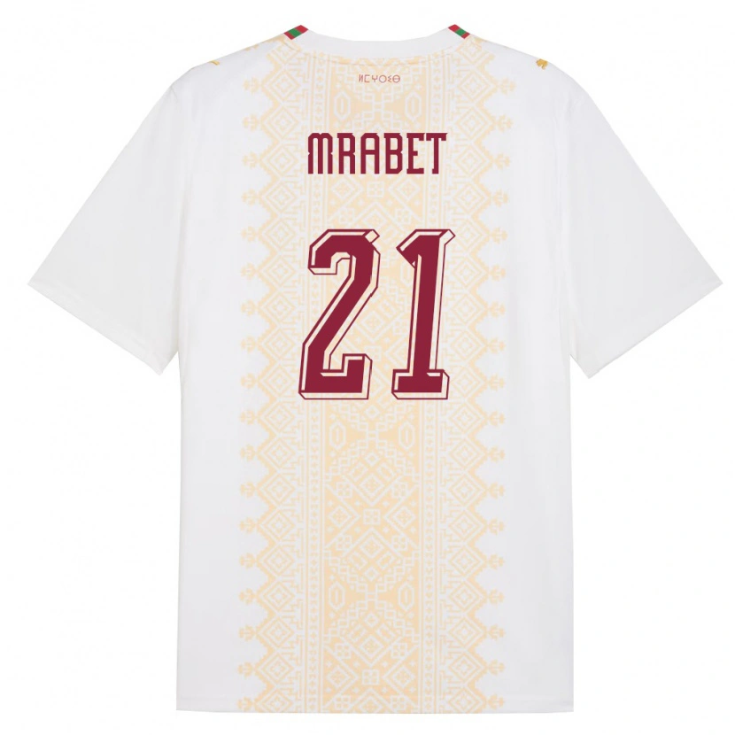 Danxen Niño Camiseta Marruecos Yasmin Mrabet #21 Blanco Oro Rojo 2ª Equipación 26-28 La Camisa