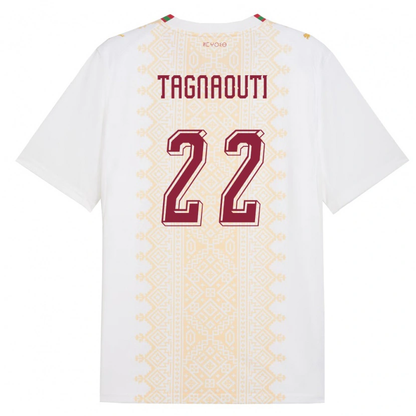 Danxen Niño Camiseta Marruecos Ahmed Reda Tagnaouti #22 Blanco Oro Rojo 2ª Equipación 26-28 La Camisa