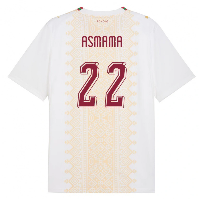 Danxen Niño Camiseta Marruecos Reda Asmama #22 Blanco Oro Rojo 2ª Equipación 26-28 La Camisa