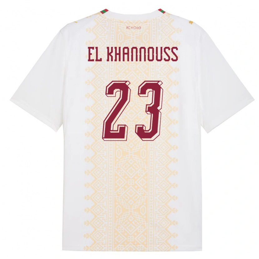 Danxen Niño Camiseta Marruecos Bilal El Khannouss #23 Blanco Oro Rojo 2ª Equipación 26-28 La Camisa