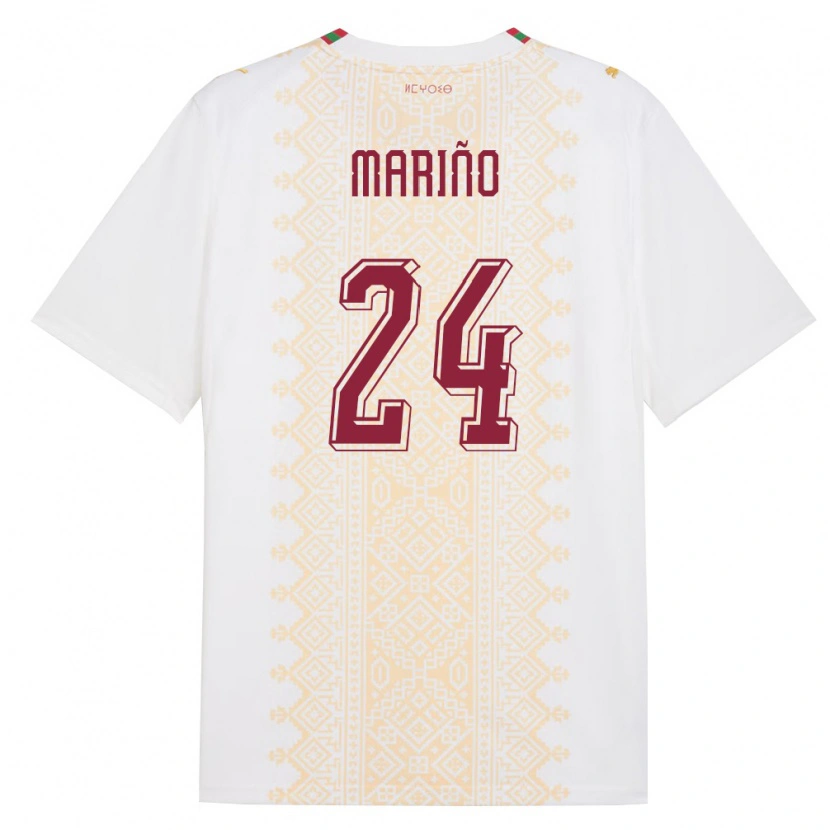 Danxen Niño Camiseta Marruecos Omar Mariño #24 Blanco Oro Rojo 2ª Equipación 26-28 La Camisa