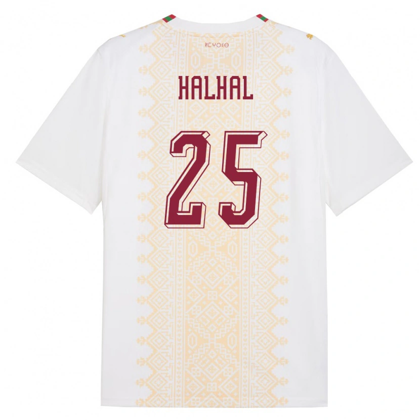 Danxen Niño Camiseta Marruecos Redouane Halhal #25 Blanco Oro Rojo 2ª Equipación 26-28 La Camisa