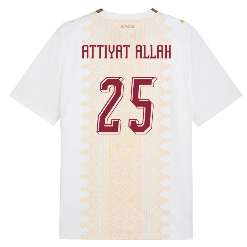 Danxen Niño Camiseta Marruecos Yahia Attiyat Allah #25 Blanco Oro Rojo 2ª Equipación 26-28 La Camisa