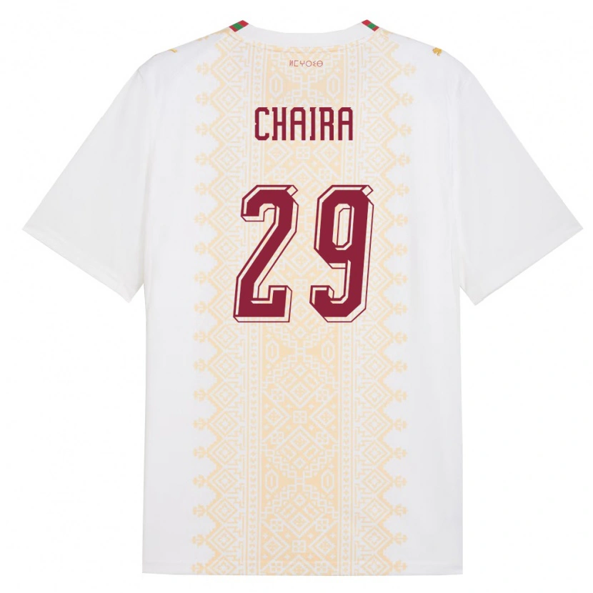 Danxen Niño Camiseta Marruecos Ilyas Chaira #29 Blanco Oro Rojo 2ª Equipación 26-28 La Camisa