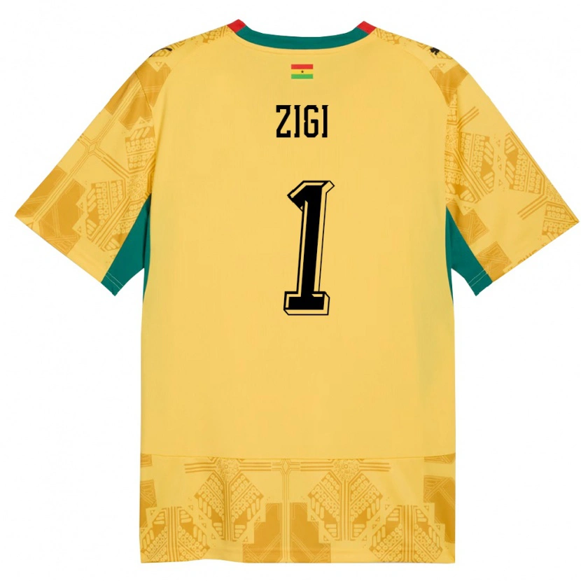 Danxen Niño Camiseta Ghana Lawrence Ati Zigi #1 Amarillo Rojo Negro 2ª Equipación 26-28 La Camisa
