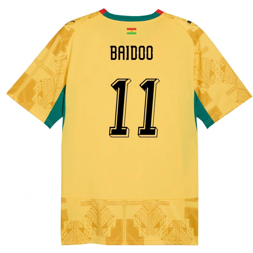 Danxen Niño Camiseta Ghana Michael Baidoo #11 Amarillo Rojo Negro 2ª Equipación 26-28 La Camisa