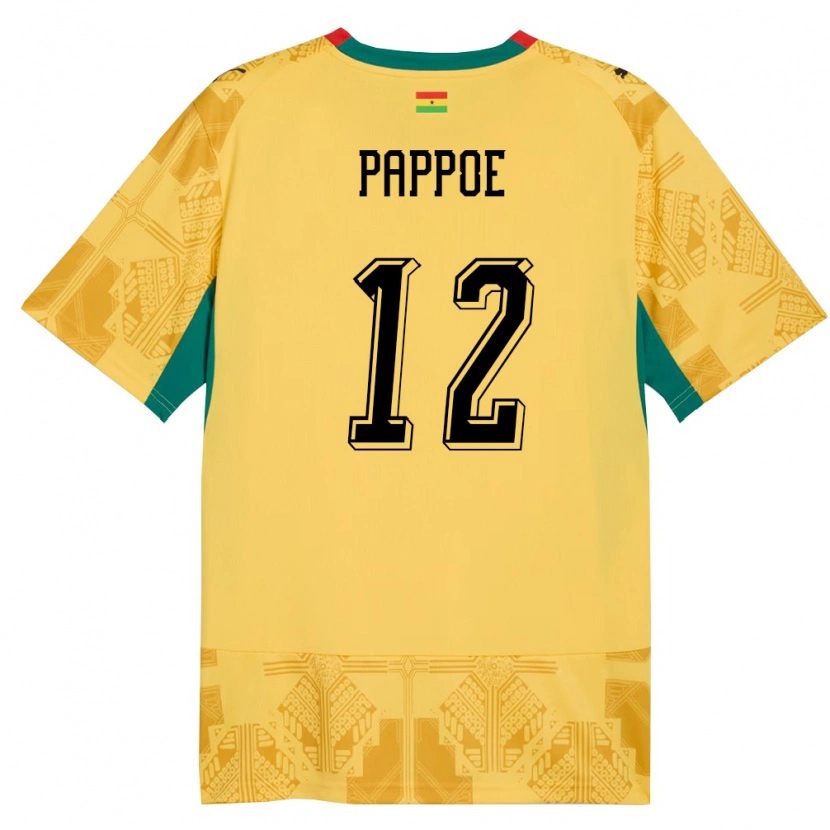 Danxen Niño Camiseta Ghana Isaac Pappoe #12 Amarillo Rojo Negro 2ª Equipación 26-28 La Camisa