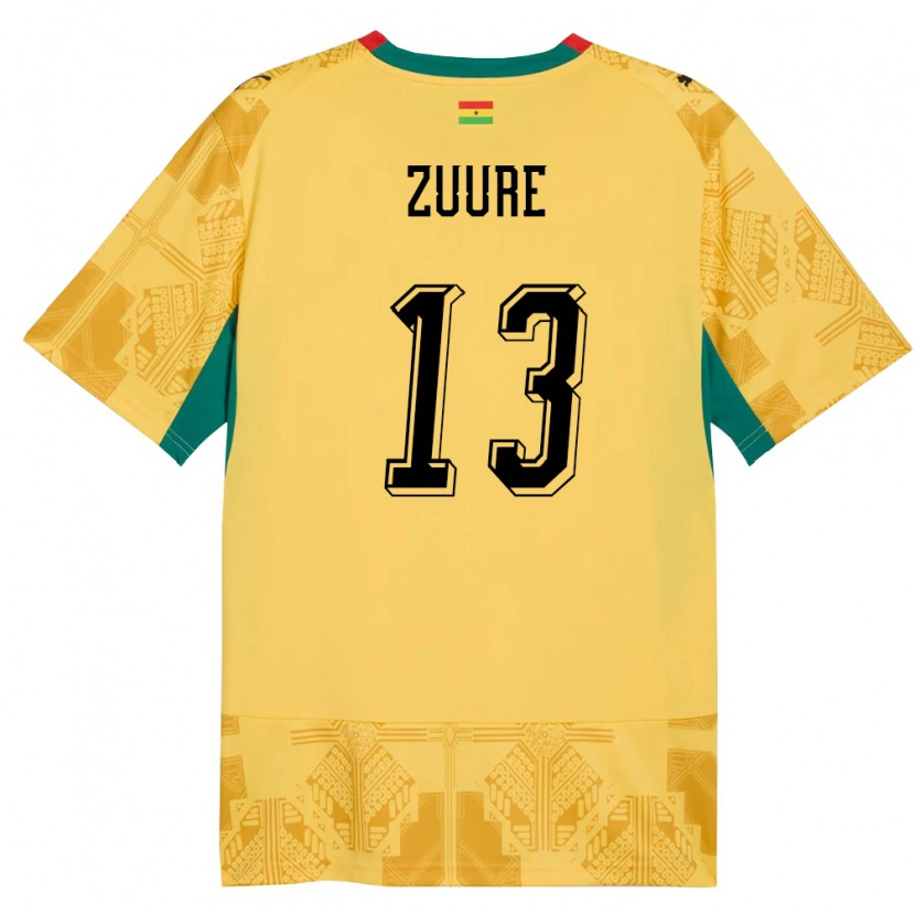 Danxen Niño Camiseta Ghana Moses Salifu Bawa Zuure #13 Amarillo Rojo Negro 2ª Equipación 26-28 La Camisa
