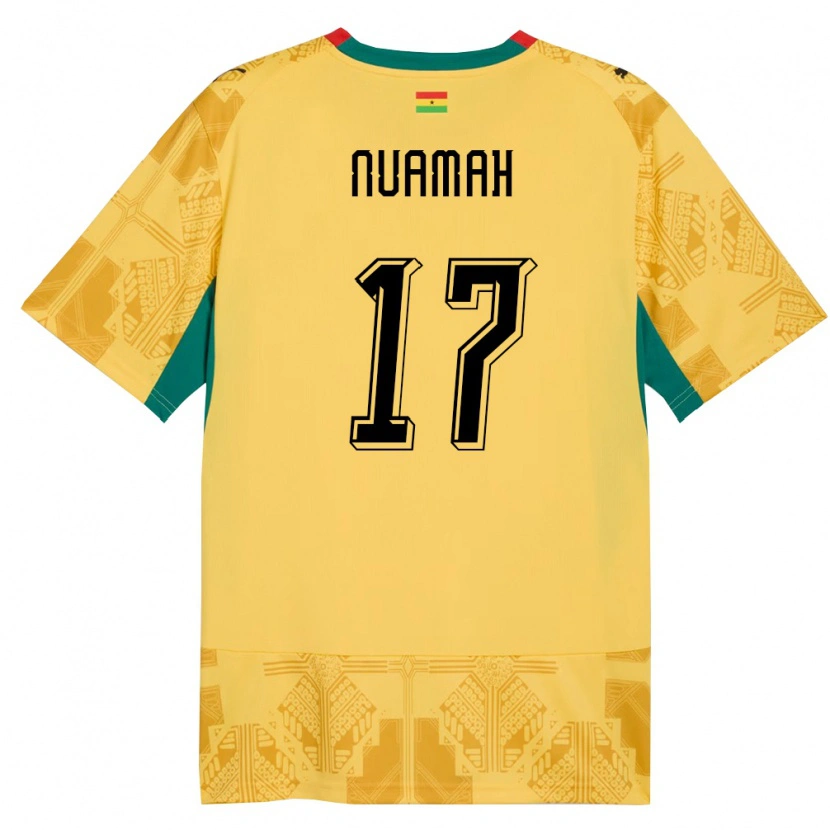 Danxen Niño Camiseta Ghana Ernest Nuamah #17 Amarillo Rojo Negro 2ª Equipación 26-28 La Camisa