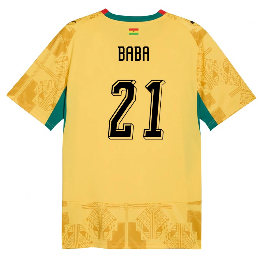 Danxen Niño Camiseta Ghana Iddrisu Baba #21 Amarillo Rojo Negro 2ª Equipación 26-28 La Camisa