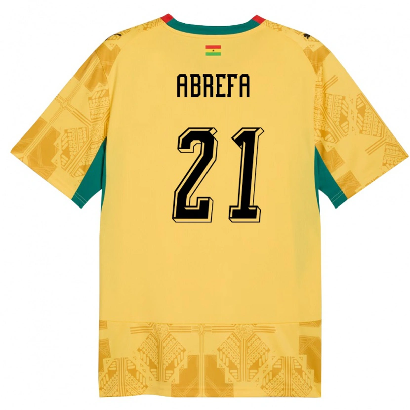 Danxen Niño Camiseta Ghana Kelvin Abrefa #21 Amarillo Rojo Negro 2ª Equipación 26-28 La Camisa