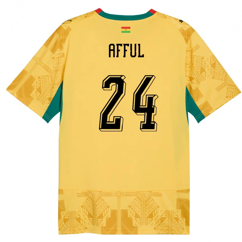 Danxen Niño Camiseta Ghana Isaac Afful #24 Amarillo Rojo Negro 2ª Equipación 26-28 La Camisa