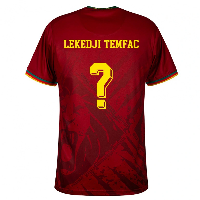 Danxen Niño Camiseta Camerún Miguel Lekedji Temfac #0 Rojo Oscuro Verde Amarillo 2ª Equipación 26-28 La Camisa