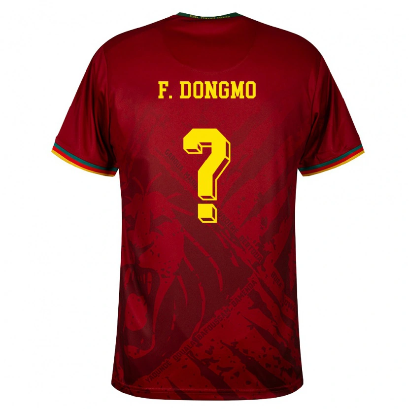 Danxen Niño Camiseta Camerún Fabien Dongmo #0 Rojo Oscuro Verde Amarillo 2ª Equipación 26-28 La Camisa