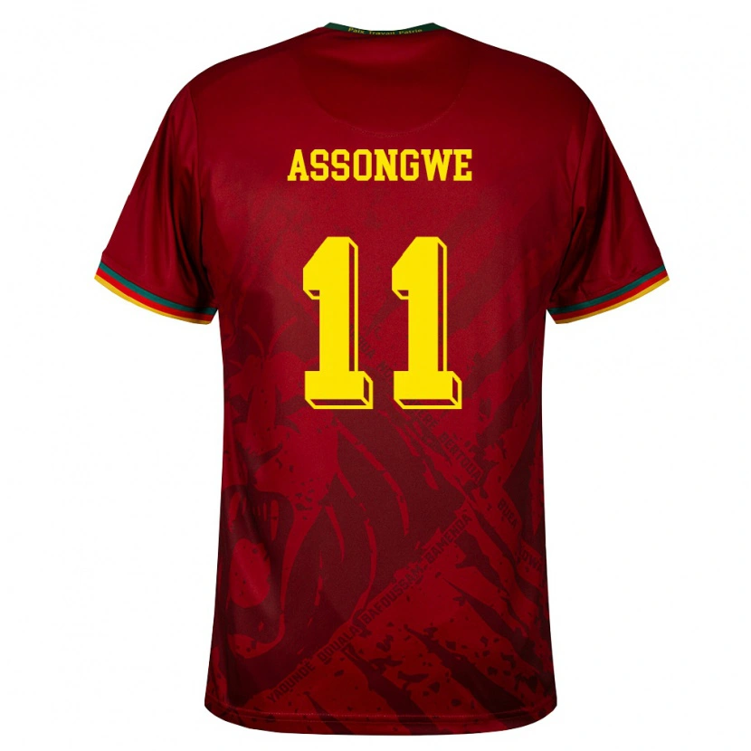 Danxen Niño Camiseta Camerún Bemol Apam Assongwe #11 Rojo Oscuro Verde Amarillo 2ª Equipación 26-28 La Camisa