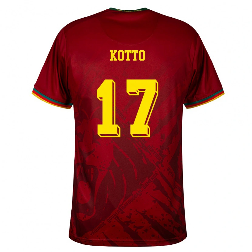 Danxen Niño Camiseta Camerún Samuel Kotto #17 Rojo Oscuro Verde Amarillo 2ª Equipación 26-28 La Camisa