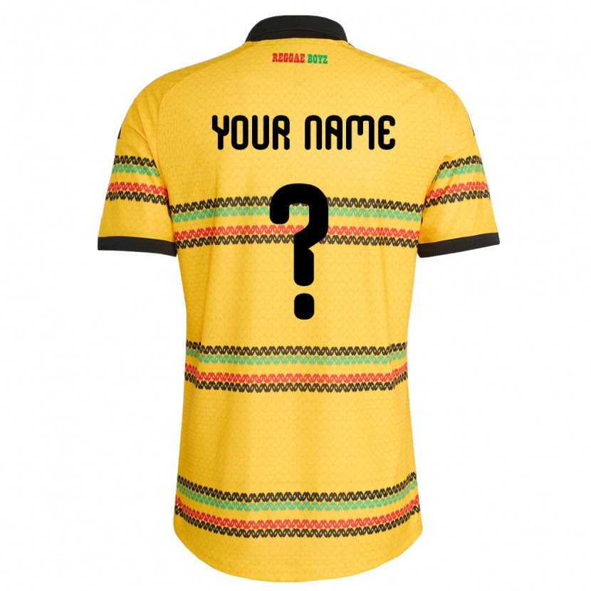 Danxen Hombre Camiseta Jamaica Su Nombre #0 Amarillo Negro Verde 1ª Equipación 26-28 La Camisa