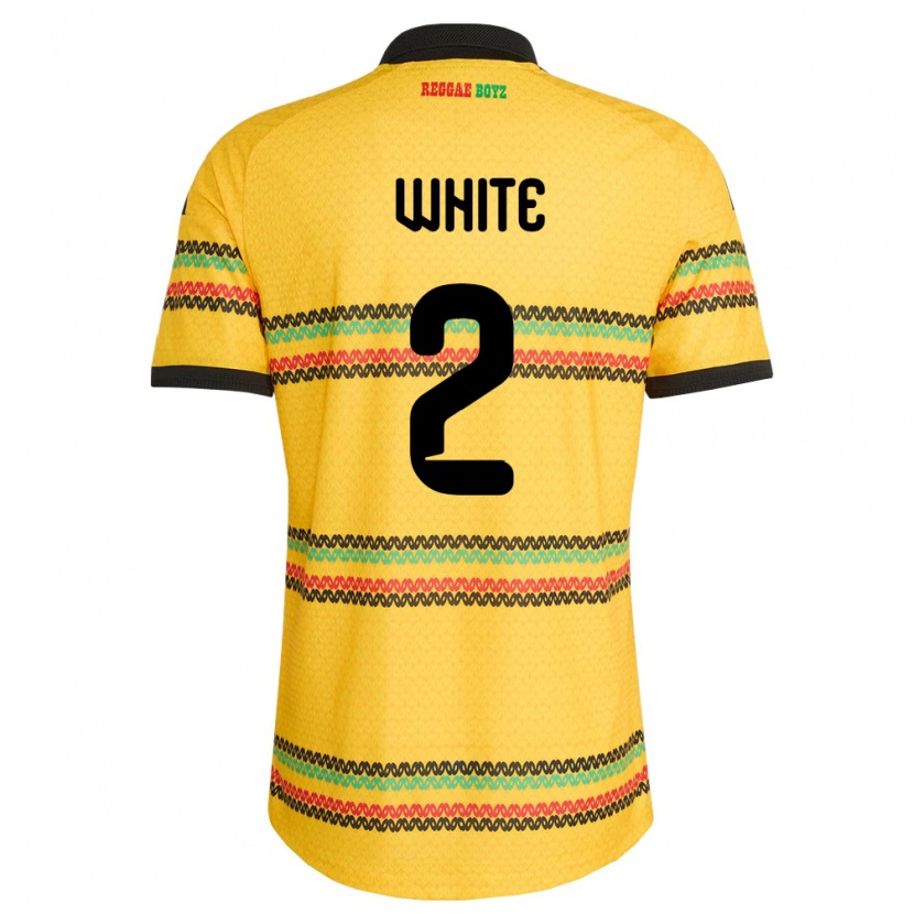 Danxen Hombre Camiseta Jamaica Alexander White #2 Amarillo Negro Verde 1ª Equipación 26-28 La Camisa