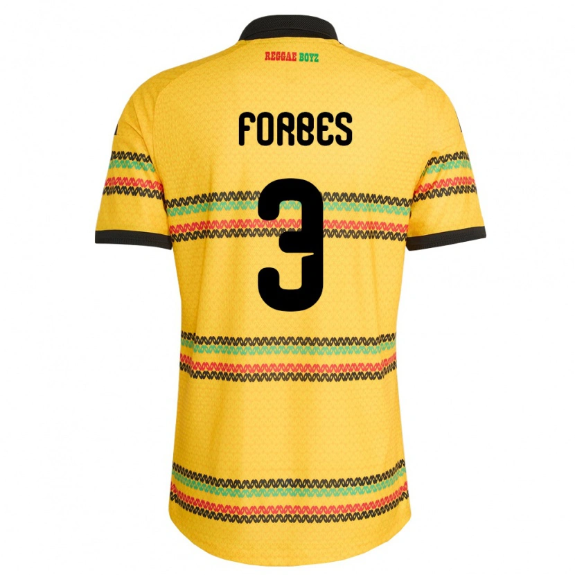 Danxen Hombre Camiseta Jamaica Michael Forbes #3 Amarillo Negro Verde 1ª Equipación 26-28 La Camisa