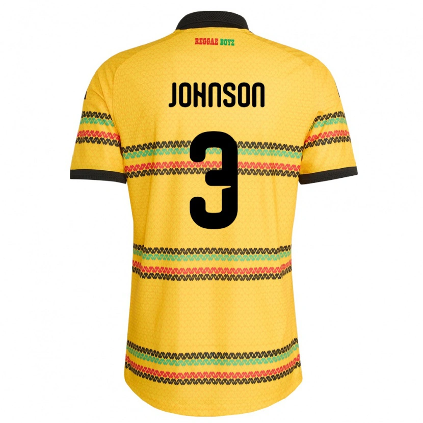 Danxen Hombre Camiseta Jamaica Melissa Johnson #3 Amarillo Negro Verde 1ª Equipación 26-28 La Camisa