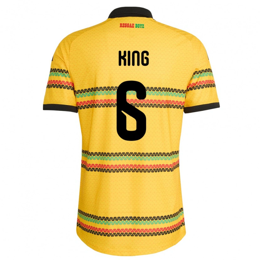 Danxen Hombre Camiseta Jamaica Richard King #6 Amarillo Negro Verde 1ª Equipación 26-28 La Camisa