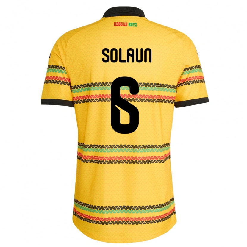 Danxen Hombre Camiseta Jamaica Havana Solaun #6 Amarillo Negro Verde 1ª Equipación 26-28 La Camisa