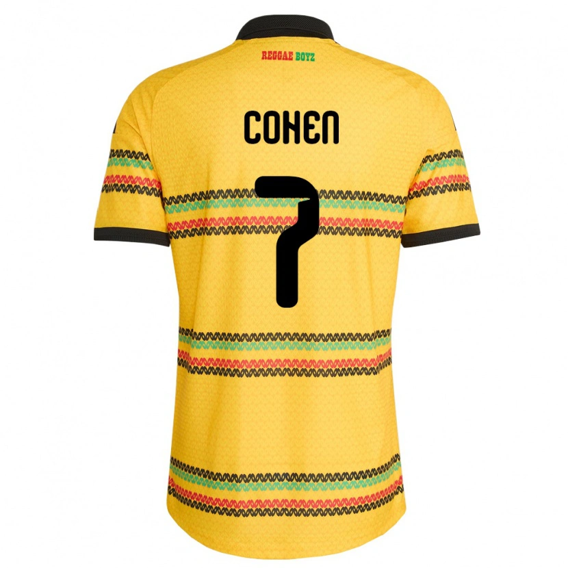 Danxen Hombre Camiseta Jamaica Dunsting Cohen #7 Amarillo Negro Verde 1ª Equipación 26-28 La Camisa