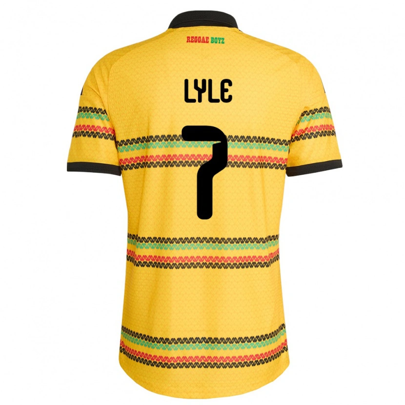 Danxen Hombre Camiseta Jamaica Jamone Lyle #7 Amarillo Negro Verde 1ª Equipación 26-28 La Camisa