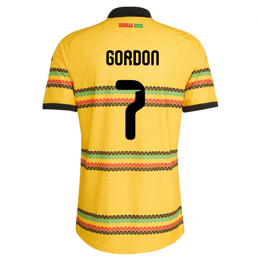 Danxen Hombre Camiseta Jamaica Robino Gordon #7 Amarillo Negro Verde 1ª Equipación 26-28 La Camisa