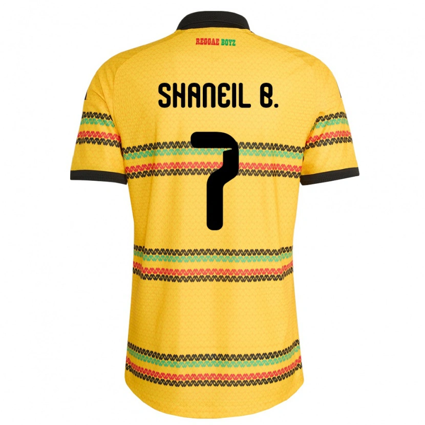 Danxen Hombre Camiseta Jamaica Shaneil Buckley #7 Amarillo Negro Verde 1ª Equipación 26-28 La Camisa