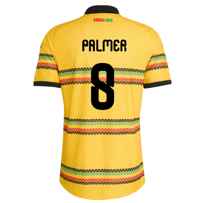 Danxen Hombre Camiseta Jamaica Kasey Palmer #8 Amarillo Negro Verde 1ª Equipación 26-28 La Camisa