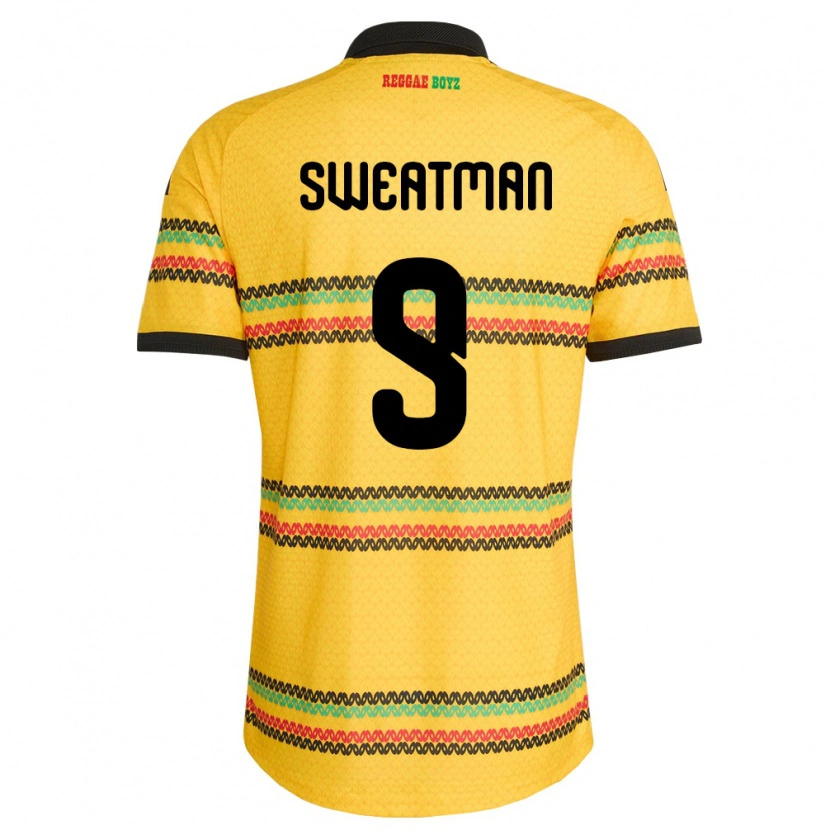 Danxen Hombre Camiseta Jamaica Marlo Sweatman #9 Amarillo Negro Verde 1ª Equipación 26-28 La Camisa