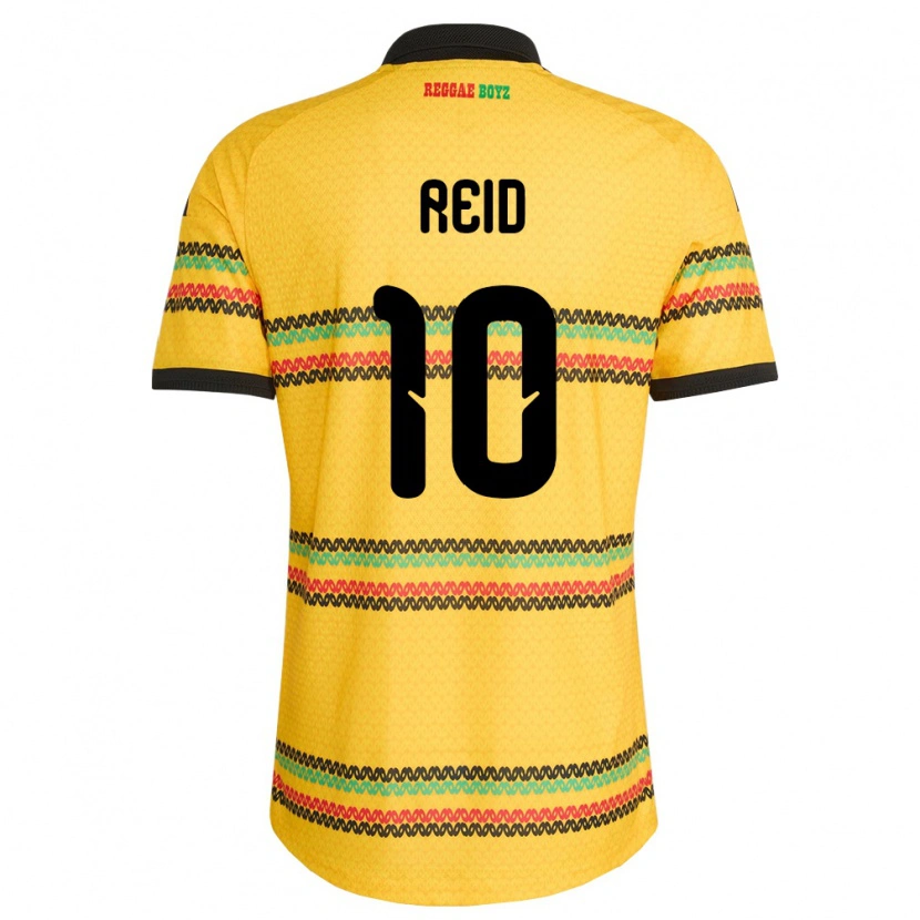 Danxen Hombre Camiseta Jamaica Bobby De Cordova-Reid #10 Amarillo Negro Verde 1ª Equipación 26-28 La Camisa