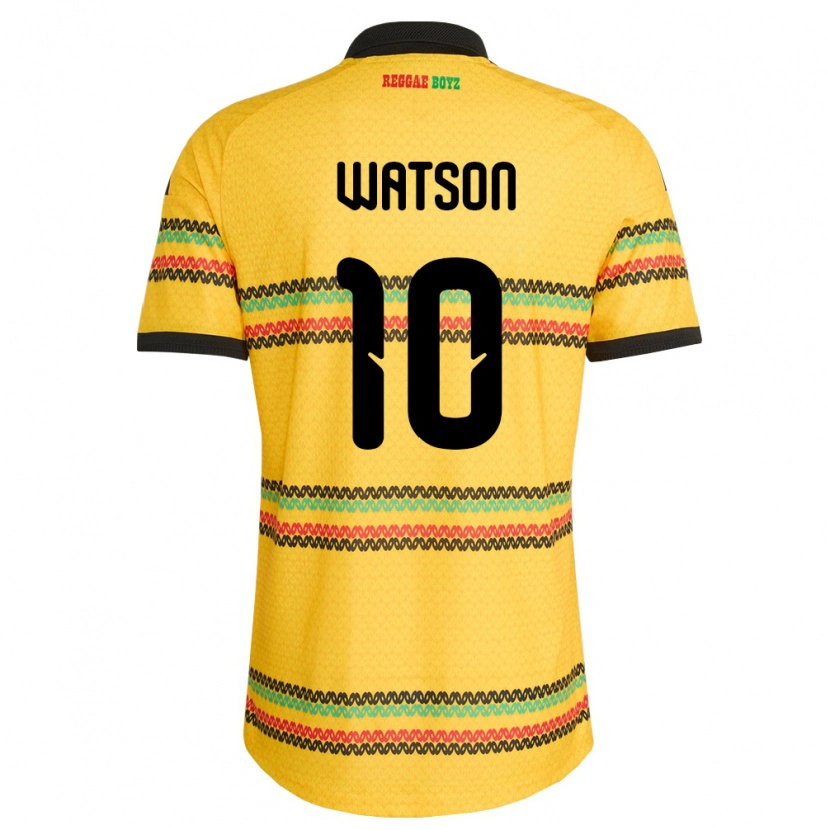 Danxen Hombre Camiseta Jamaica Orane Watson #10 Amarillo Negro Verde 1ª Equipación 26-28 La Camisa