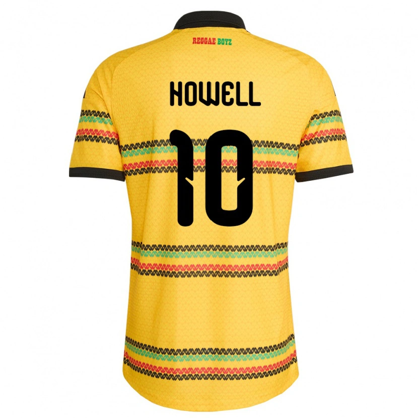 Danxen Hombre Camiseta Jamaica Jabarie Howell #10 Amarillo Negro Verde 1ª Equipación 26-28 La Camisa
