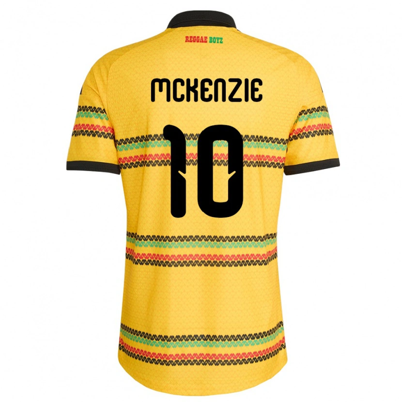 Danxen Hombre Camiseta Jamaica Denzel Mckenzie #10 Amarillo Negro Verde 1ª Equipación 26-28 La Camisa