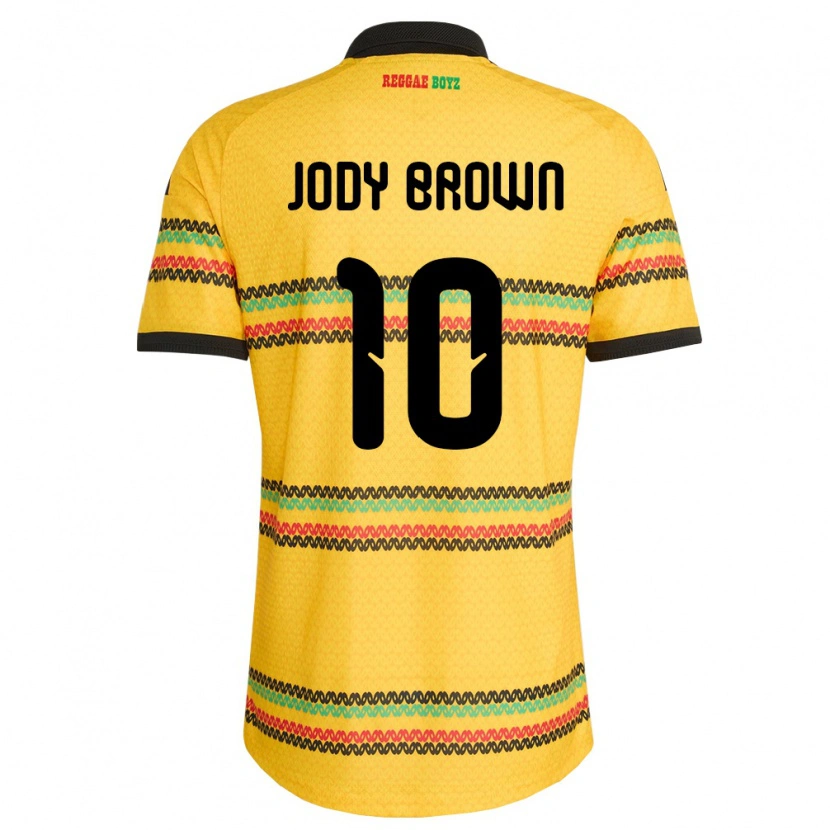 Danxen Hombre Camiseta Jamaica Jody Brown #10 Amarillo Negro Verde 1ª Equipación 26-28 La Camisa