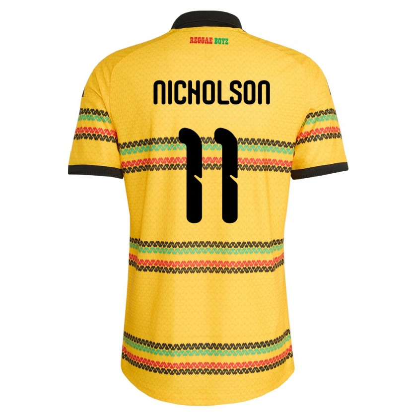 Danxen Hombre Camiseta Jamaica Shamar Nicholson #11 Amarillo Negro Verde 1ª Equipación 26-28 La Camisa