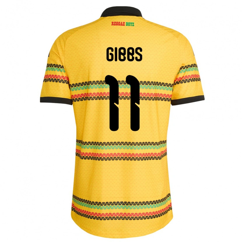 Danxen Hombre Camiseta Jamaica Nashordo Gibbs #11 Amarillo Negro Verde 1ª Equipación 26-28 La Camisa