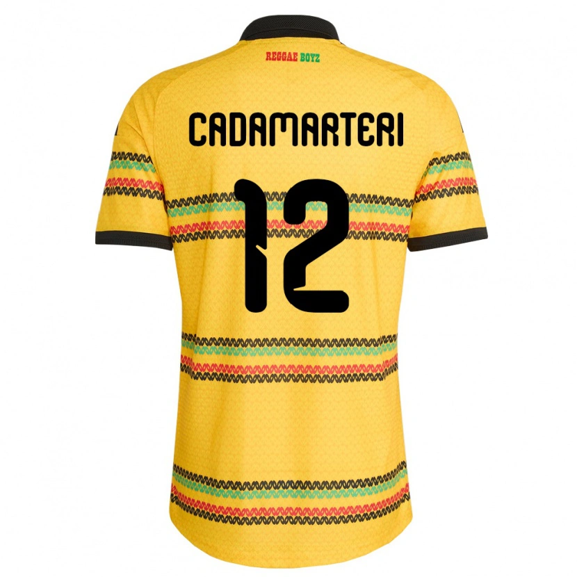 Danxen Hombre Camiseta Jamaica Bailey Cadamarteri #12 Amarillo Negro Verde 1ª Equipación 26-28 La Camisa