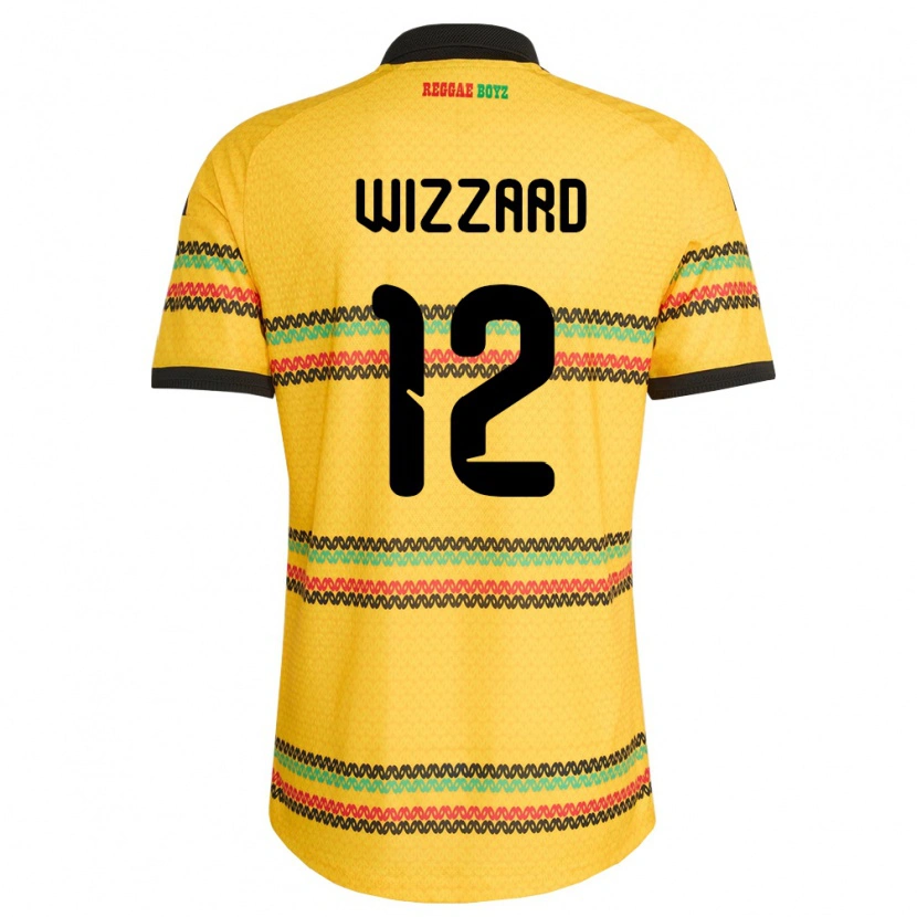 Danxen Hombre Camiseta Jamaica Shadeko Wizzard #12 Amarillo Negro Verde 1ª Equipación 26-28 La Camisa