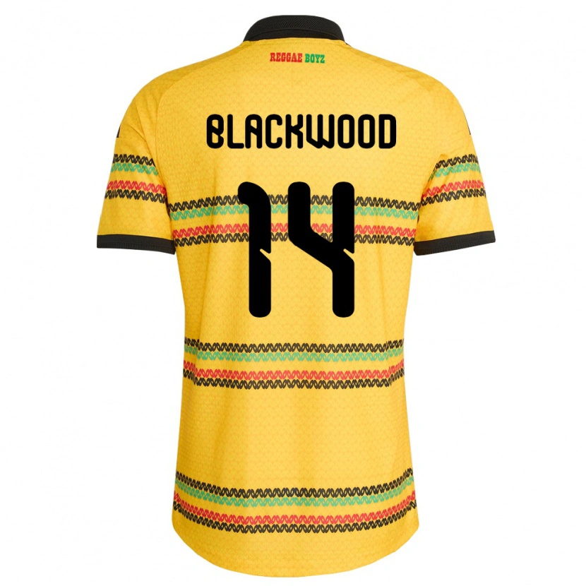 Danxen Hombre Camiseta Jamaica Deneisha Blackwood #14 Amarillo Negro Verde 1ª Equipación 26-28 La Camisa